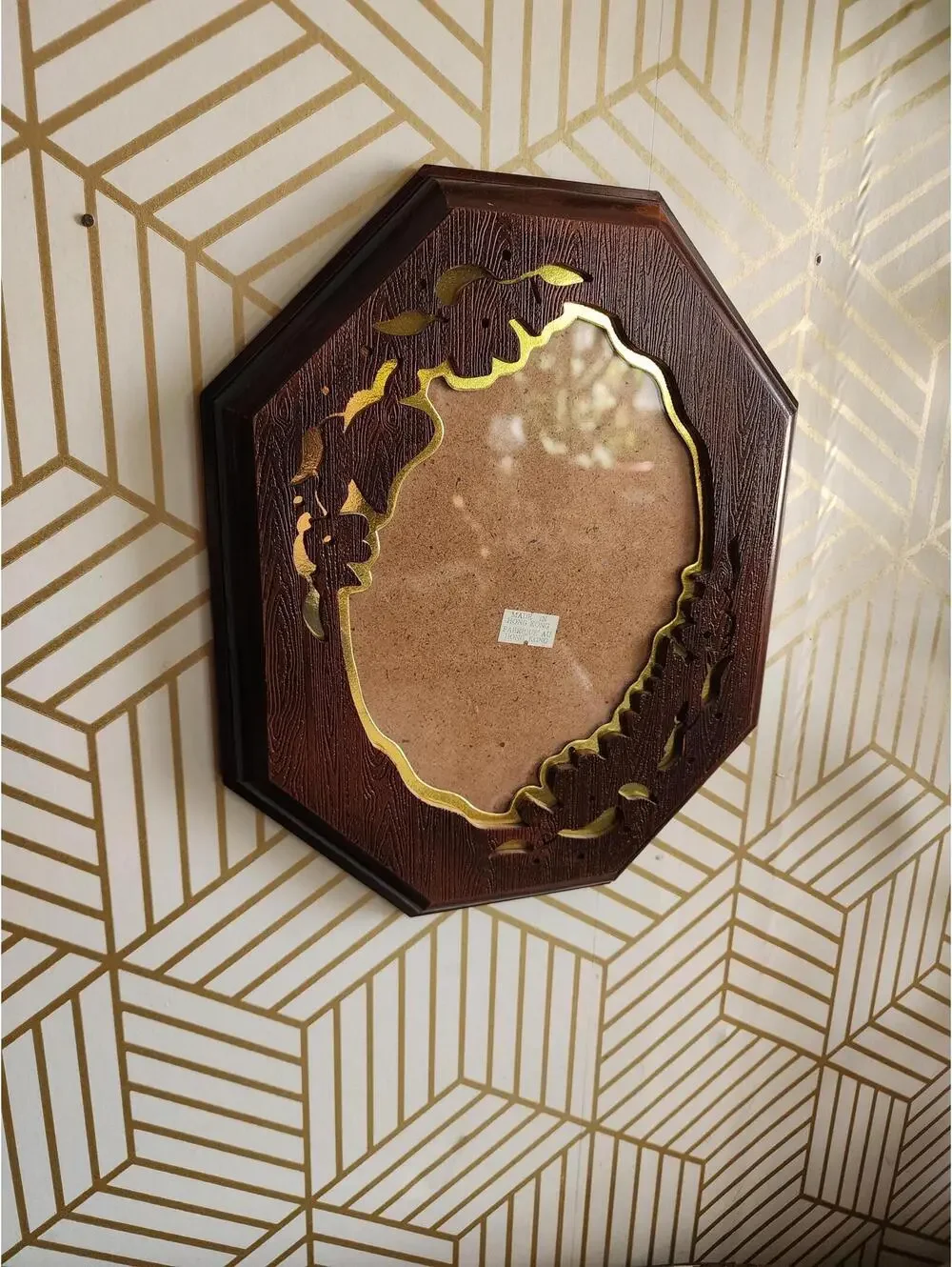 Vintage Octagon Faux Wood 8x10 Frame - HL British Registered Made in Hong Kong